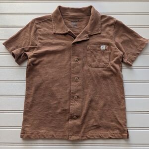 Easy Peasy Short-Sleeve Button-Down Shirt in Rust - Casual Chest-Pocket Style